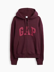 bordeaux - Sweat à capuche Gap zippé à logo décontracté - Image 5 de 5