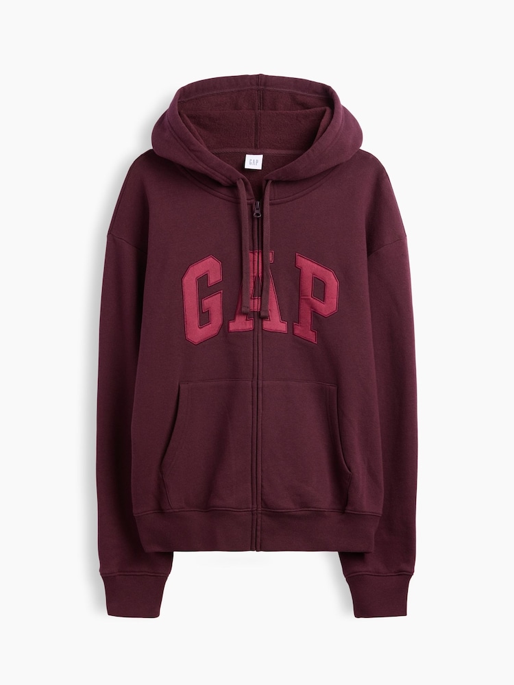 bordeaux - Sweat à capuche Gap zippé à logo décontracté - Image 5 de 5