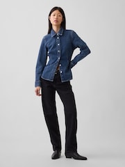 Gap Dark Wash Denim Fitted Shirt - Image 3 of 4