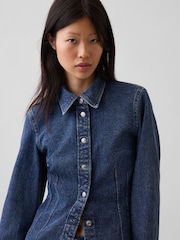 Gap Dark Wash Denim Fitted Shirt - Image 4 of 4