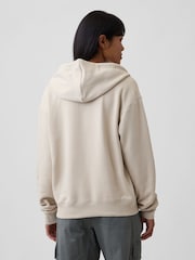 Crema/dorado - Sudadera de corte holgado con capucha, cremallera y logotipo de Gap - Imagen 2 de 5