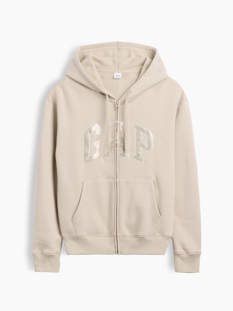 Crema/dorado - Sudadera de corte holgado con capucha, cremallera y logotipo de Gap - Imagen 5 de 5 Crema/dorado - Sudadera de corte holgado con capucha, cremallera y logotipo de Gap - Imagen 5 de 5