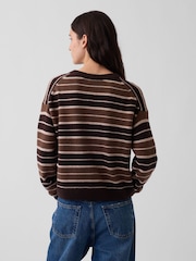 Gap Brown/Black Stripe CashSoft Oversized V-Neck Jumper - Image 2 of 4