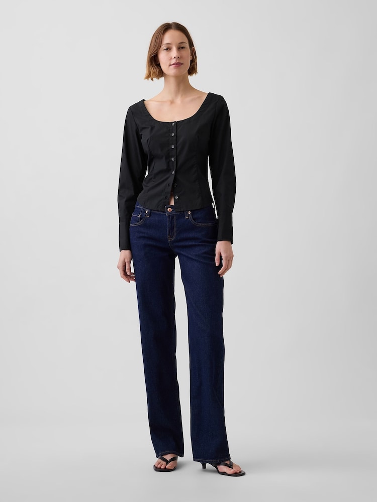 Gap Black Poplin Scoop Neck Top - Image 4 of 4 Gap Black Poplin Scoop Neck Top - Image 4 of 4