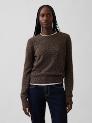 Gap Leopard CashSoft Crew Jumper - Image 1 of 5