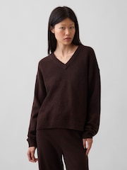 Gap Brown CashSoft Oversized V-Neck Jumper - Image 1 of 4