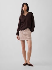Gap Brown CashSoft Oversized V-Neck Jumper - Image 4 of 4