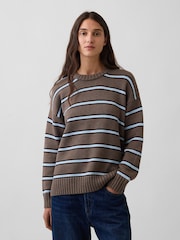 Streifen, Braun/Blau - Gap Oversize-Rundhalspullover - Bild 1 von 4