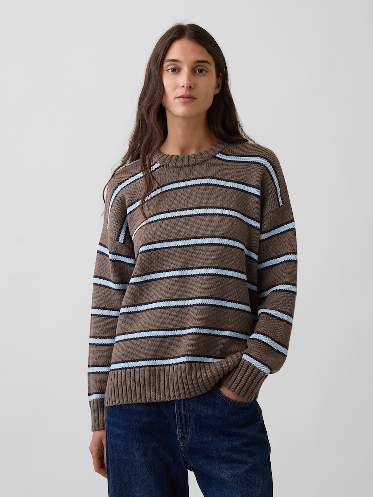 Streifen, Braun/Blau - Gap Oversize-Rundhalspullover - Bild 1 von 4
