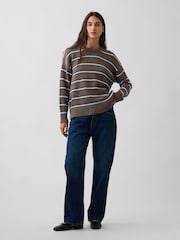Streifen, Braun/Blau - Gap Oversize-Rundhalspullover - Bild 3 von 4