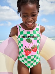 Green/White Checkerboard Swimsuit (3-16yrs) - Image 1 of 4