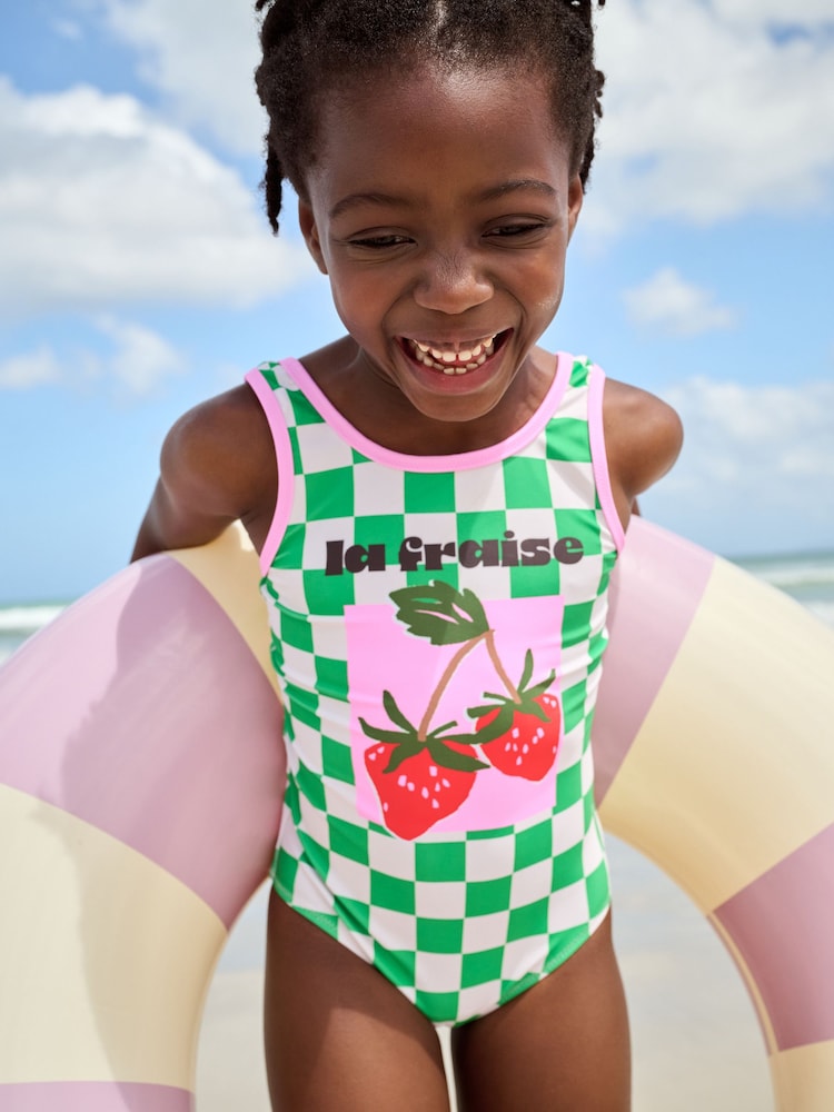 Green/White Checkerboard Swimsuit (3-16yrs) - Image 1 of 4