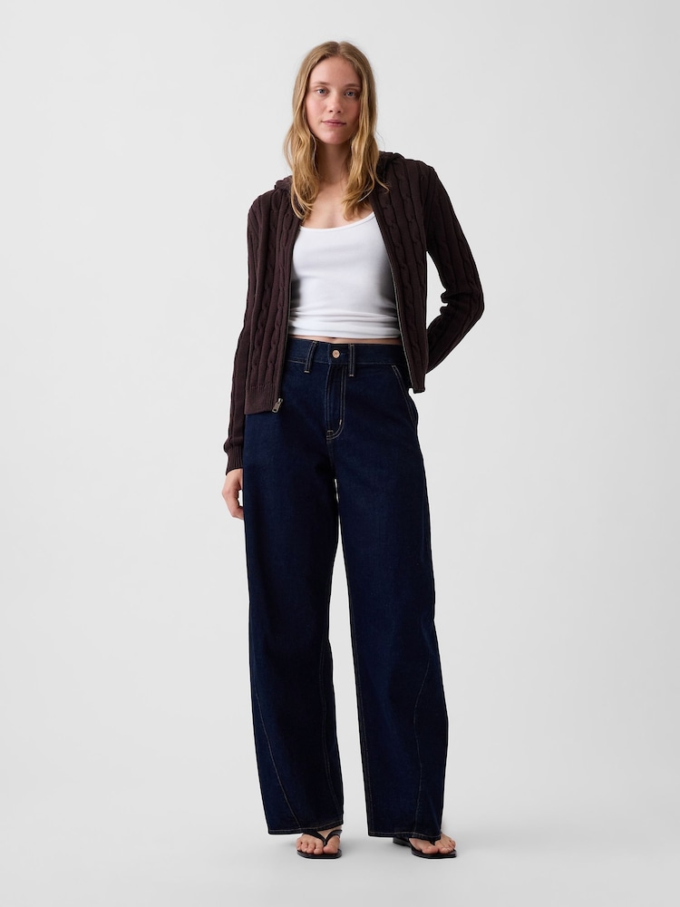 Gap Brown Cable-Knit Zip-Up Cardigan - Image 4 of 4
