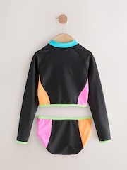 Black Long Sleeve Zip Front Bikini (3-16yrs) - Image 6 of 8