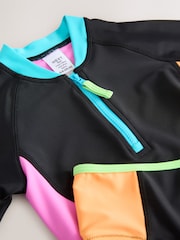 Black Long Sleeve Zip Front Bikini (3-16yrs) - Image 7 of 8