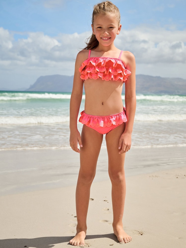 Bright Pink/Orange Tiered Bikini (3-16yrs) - Image 2 of 8
