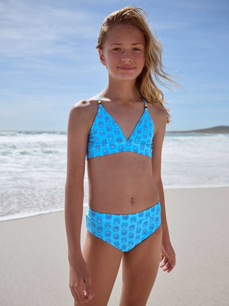 Blue Woodblock Triangle Bikini (8-16yrs) - Image 2 of 5