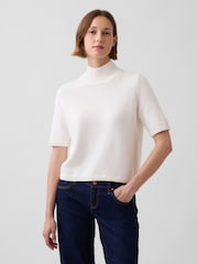 Gap Cream CashSoft Mock Neck Elbow-Sleeve Jumper - Image 1 of 4