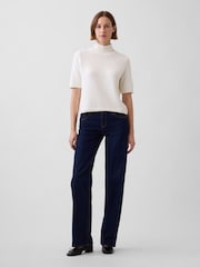 Gap Cream CashSoft Mock Neck Elbow-Sleeve Jumper - Image 4 of 4