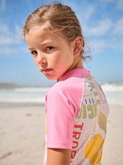 Pink/Cream Sunsafe Rash Vest And Shorts Set (3-16yrs) - Image 4 of 4