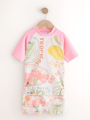 Pink/Cream Sunsafe Rash Vest And Shorts Set (3-16yrs) - Image 5 of 8