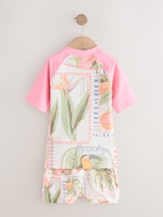 Pink/Cream Sunsafe Rash Vest And Shorts Set (3-16yrs) - Image 6 of 8