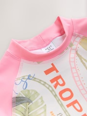 Pink/Cream Sunsafe Rash Vest And Shorts Set (3-16yrs) - Image 7 of 8