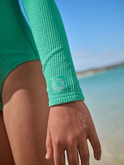 Green Long Sleeve Textured Swimsuit (3-16yrs) - Image 4 of 8