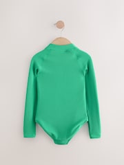 Green Long Sleeve Textured Swimsuit (3-16yrs) - Image 6 of 8