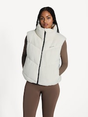 P.E Nation White Fortune Sherpa Puffer Gilets - Image 1 of 5
