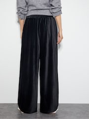 Monsoon Black Shay Rib Velour Wide Leg Trousers - Image 3 of 4