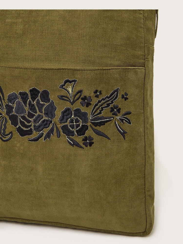 Monsoon Green Beth Embroidered Corduroy Backpack - Image 4 of 4