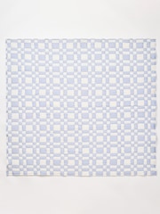 Oliver Bonas Blue Chequerboard Cotton Quilted Bedspread - Image 5 of 5