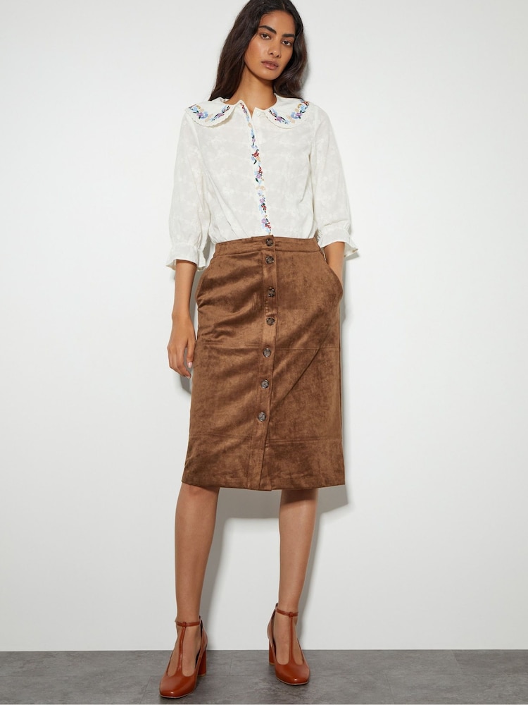 Monsoon Brown Amber Suedette Pencil Skirt - Image 1 of 5