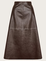 Monsoon Brown Pippa Faux Leather Midi Skirt - Image 5 of 5