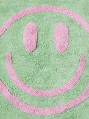 Oliver Bonas Green Happy Face Square Bath Mat - Image 2 of 4