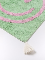 Oliver Bonas Green Happy Face Square Bath Mat - Image 3 of 4
