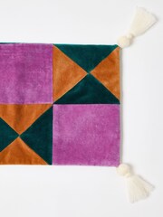 Oliver Bonas Pink Patchwork Velvet Rectangular Cushion Cover - Image 3 of 4