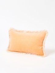 Oliver Bonas Orange Issey Velvet Fringed Rectangular 100% Cotton Cushion Cover - Image 1 of 3
