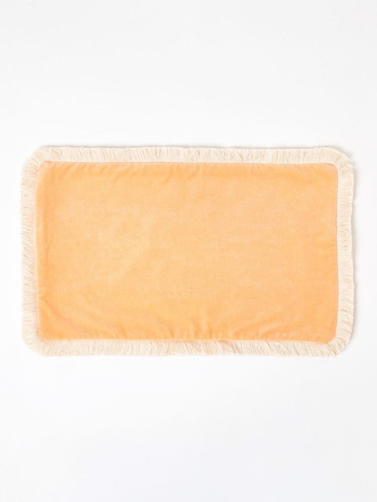 Oliver Bonas Orange Issey Velvet Fringed Rectangular 100% Cotton Cushion Cover - Image 2 of 3