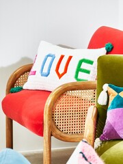 Oliver Bonas Cream Love Quilted Patchwork Rectangular Cushion Cover - Image 4 of 4