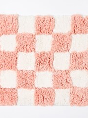 Oliver Bonas Pink Chequerboard Bath Mat - Image 3 of 4