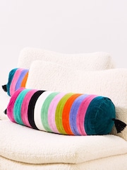 Oliver Bonas Black Patchwork Stripe Bolster Cushion Cover - Image 5 of 5