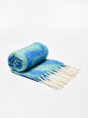 Oliver Bonas Blue Solana Swirl Fluffy Throw - Image 1 of 5