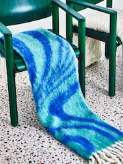 Oliver Bonas Blue Solana Swirl Fluffy Throw - Image 5 of 5