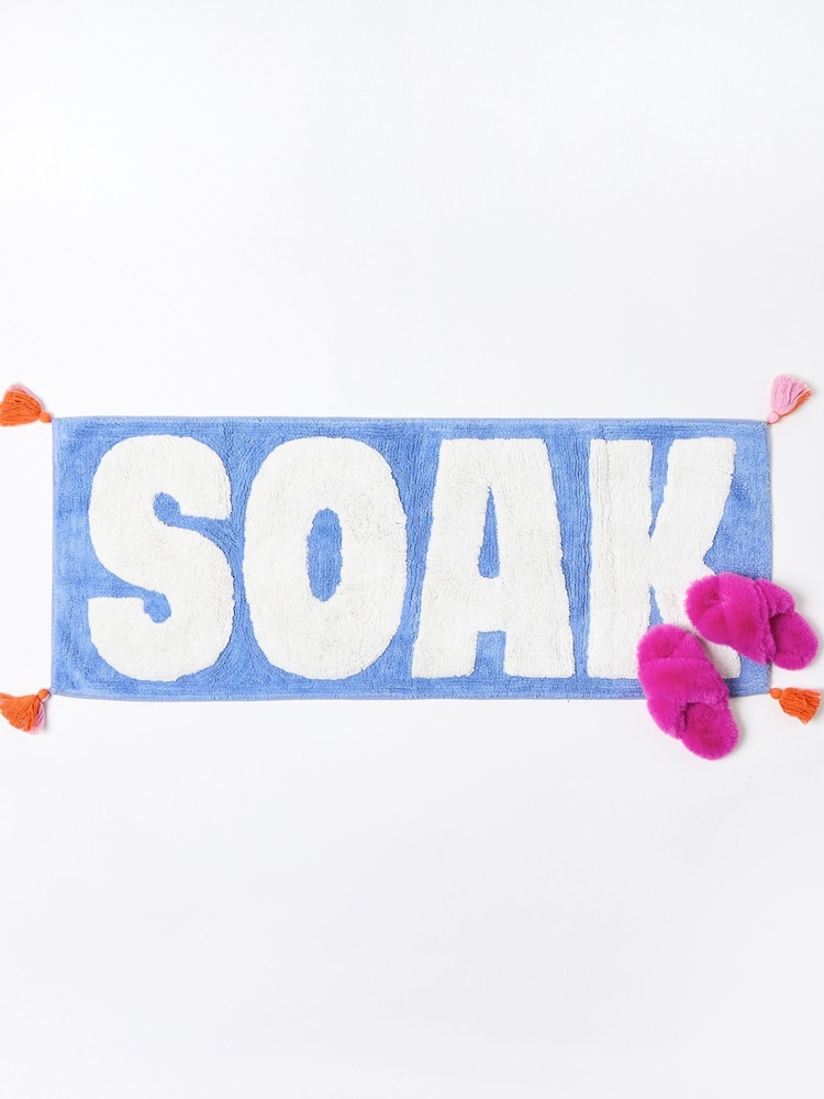 Oliver Bonas Blue Soak Runner Bath Mat - Image 1 of 4
