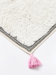 Oliver Bonas Cream Woven Fluffy Bath Mat - Image 2 of 4