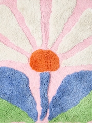 Oliver Bonas Pink Flower Round Bath Mat - Image 2 of 4