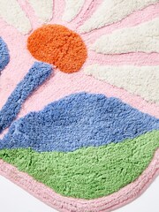 Oliver Bonas Pink Flower Round Bath Mat - Image 3 of 4