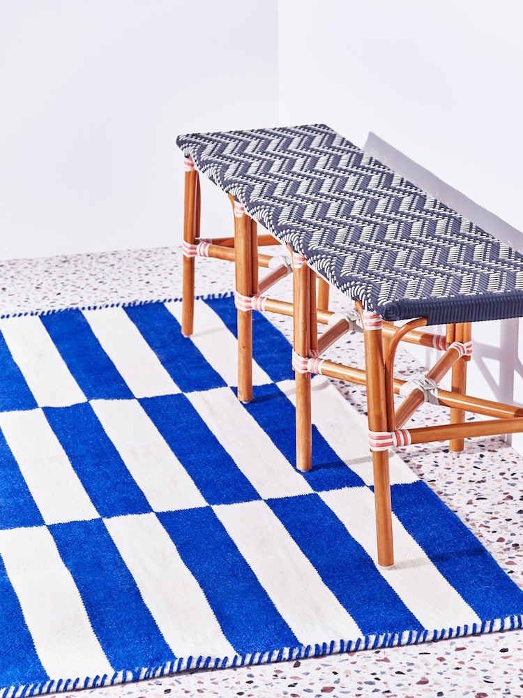 Oliver Bonas Blue Simeon Stripe Wool Rug - Image 4 of 4